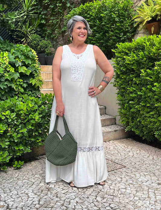 Vestido Viscose Plus Size Longo Regata Guipir