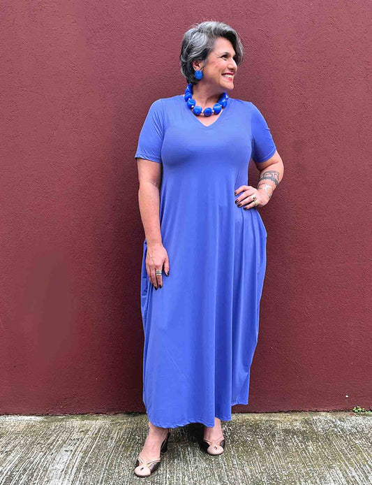 Vestido Longo Amplo Violeta Plus