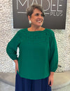 Blusa Plus Size Manga 7/8 Pala Matelassê