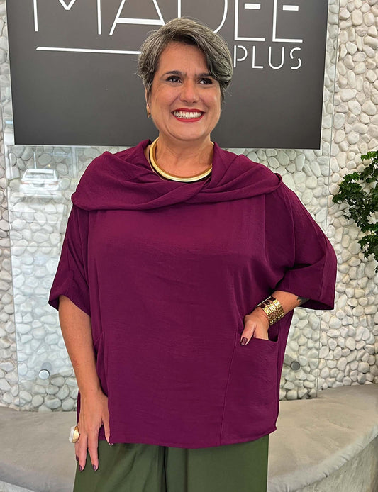 Blusa Bata Plus Size Ampla Lisa