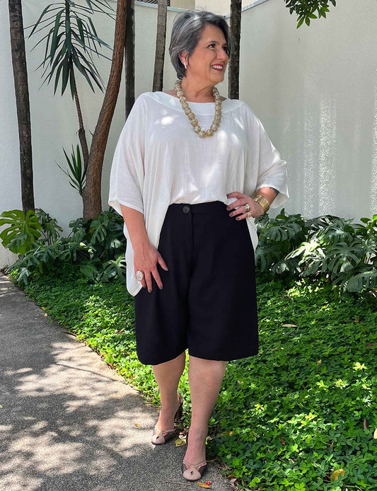 Bermuda Alfaiataria Plus Size Preta