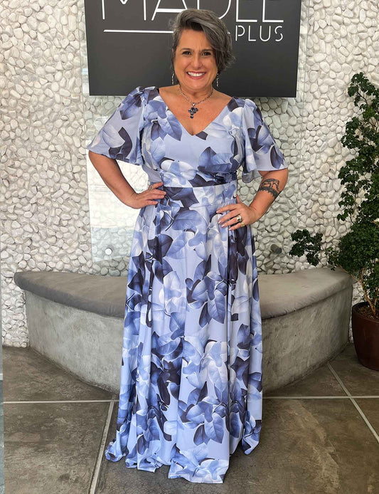Vestido Longo Plus Size Estampado