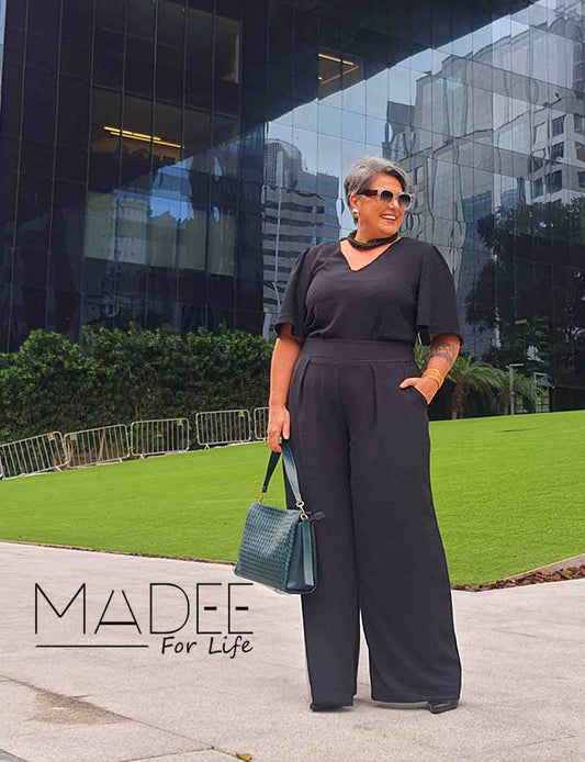 Blusa Plus Size Manga Borboleta Decote V