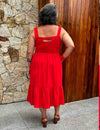 Vestido Midi Plus Size Vermelho 2 Marias com Alça