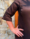 Blusa Tafetá Plus Size Marrom