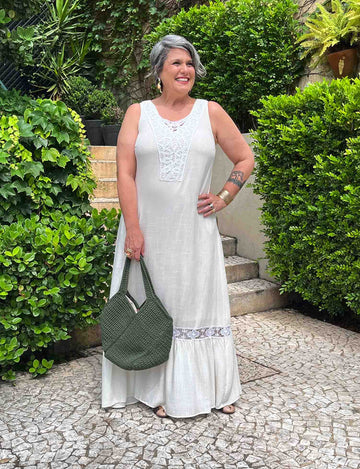 Vestido Viscose Plus Size Longo Regata Guipir