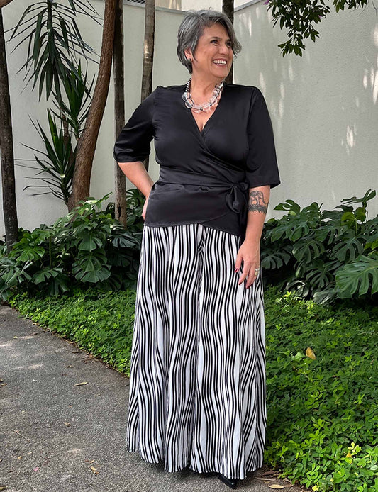 Blusa Cachecouer Plus Size Acetinada Manga 7/8