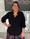 Blusa Plus Size Decote Estrela Lisa