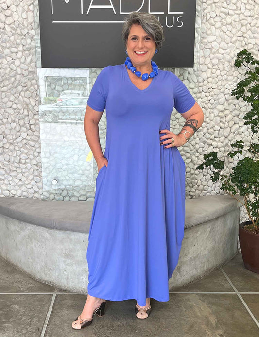 Vestido Longo Amplo Violeta Plus