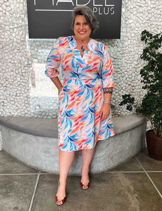 Saia Plus Size Transpassada Estampada