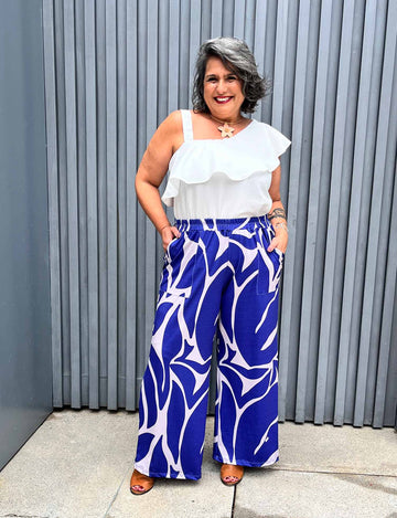 Calça Plus Size Pantalona Estampada