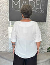 Blusa Plus Size com Recorte Manga Curta Branca
