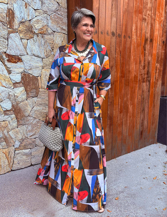 [PRÉ VENDA] VESTIDO CHEMISE LONGO ESTAMPADO