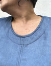 Vestido Midi Plus Size Suede Azul Dupla Face