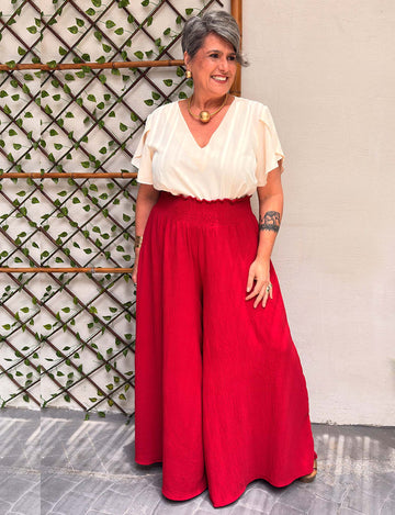 Calça Ampla Plus Size Magenta