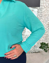 Blusa Plus Size com Gola Manga Longa