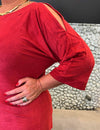 Blusa de Malha Plus Size Manga 7/8 Decote Canoa