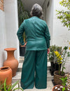Jaqueta Plus Size Manga Longa de Couro Ecológico Verde