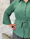 Camisa Manga Longa Plus size com Amarração na Cinta