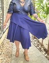 Saia Midi Plus Size Azul