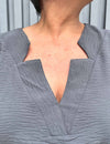 Blusa Plus Size Decote Estrela Manga 3/4
