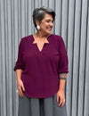 Blusa Plus Size Decote Estrela Manga 3/4