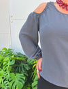 Blusa Manga Longa Detalhe Ombro