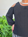 Blusa Manga Longa Detalhe Ombro