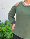 Blusa Manga Longa Detalhe Ombro