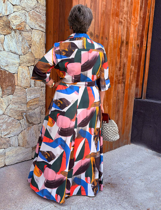 [PRÉ VENDA] VESTIDO CHEMISE LONGO ESTAMPADO