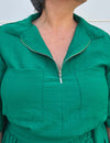 Vestido Plus Size com Gola e Zíper