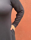 Vestido Midi Plus Size Manga Longa Moletinho