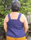 Blusa Regata Plus Size com Botões Azul Marinho