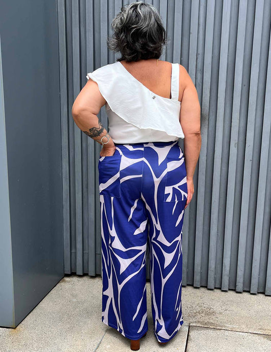 Calça Plus Size Pantalona Estampada