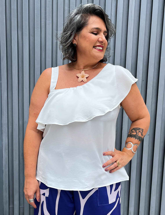 Blusa Plus Size Babado com Alça