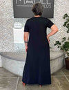 Vestido Evase Plus Size Longo Manga Curta de Fluity