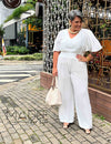 Blusa Plus Size Manga Borboleta Decote V