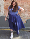 Saia Midi Plus Size Azul