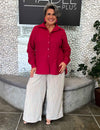 Camisa Plus Size com Barra Larga de Linho